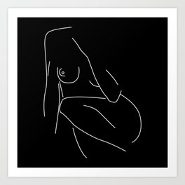 Woman Minimalist Nude Line Drawing  Art Print