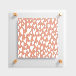 Valentines day hearts explosion - coral Floating Acrylic Print
