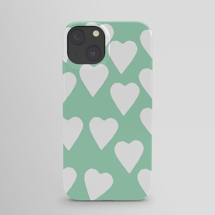 Mint Hearts iPhone Case