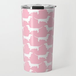 Pink Dachshund Silhouette Pattern Travel Mug