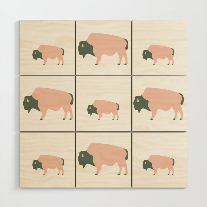 Bison And Baby (Graze) Wood Wall Art