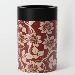 Heritage Floral Pattern  Red and Cipria Can Cooler