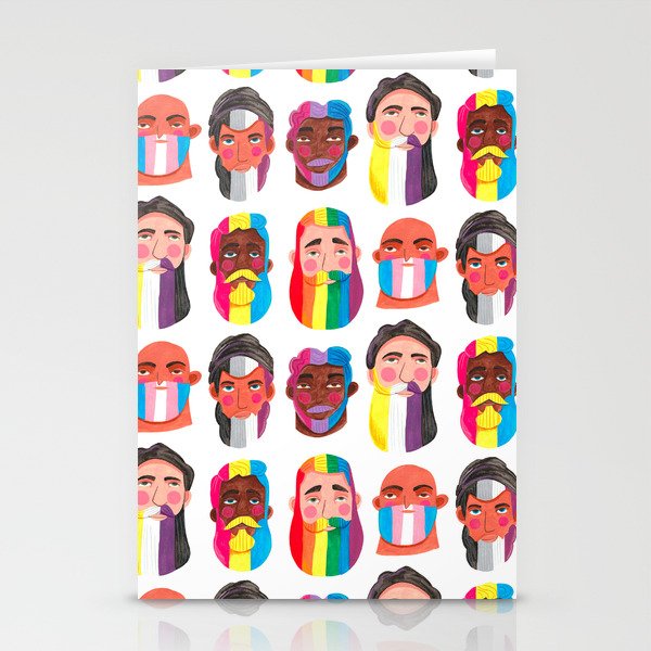 Gay pride rainbow gender flags beard men Stationery Cards