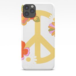 Peace Sign Retro Flower Vintage 1960s 70s Love Design iPhone Case