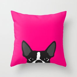 Boston Terrier Hot Pink Throw Pillow