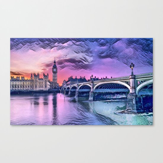 Big Ben with Sunset (London, England) Canvas Print