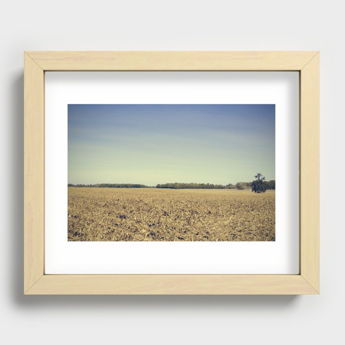 Lonely Field in Blue Recessed Framed Print