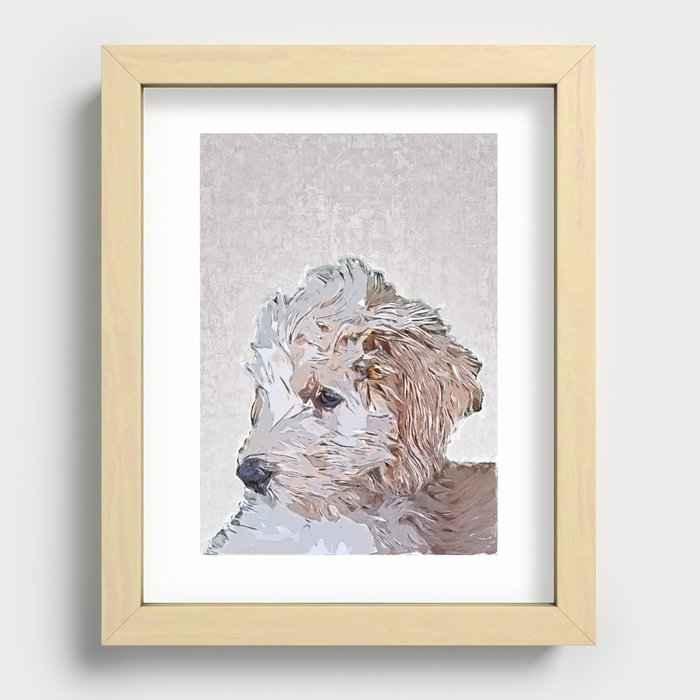 Cute Goldendoodle Puppy - Custom Pet Portrait Art Studio Recessed Framed Print