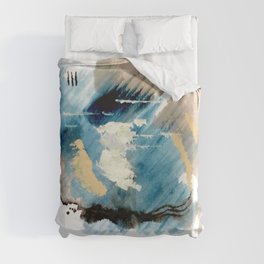 You are an Ocean - abstract India Ink & Acrylic in blue, gray, brown, black and white Duvet Cover