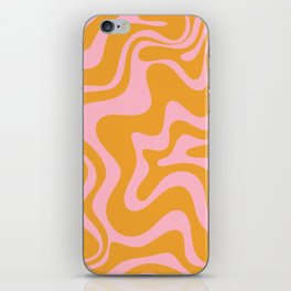 Retro Liquid Swirl Abstract Pattern Pink and Mustard Marigold iPhone Skin