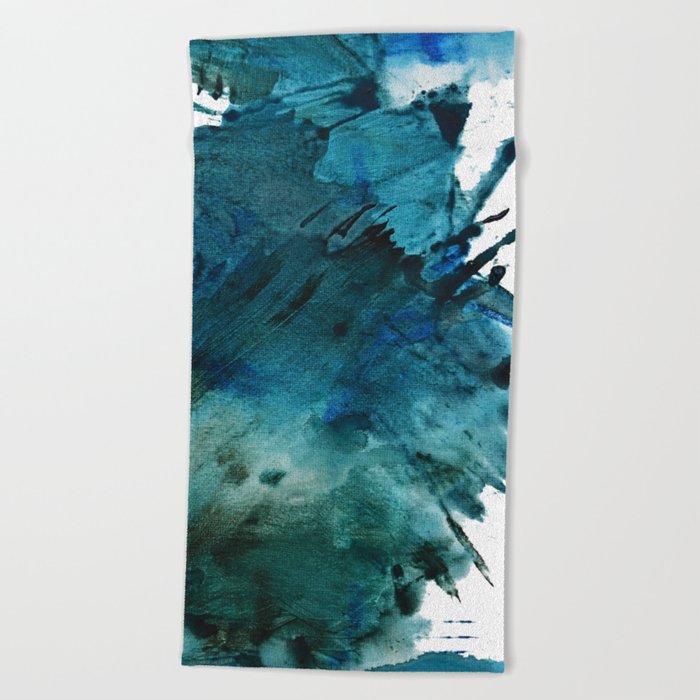 Scenic Route [2]: a pretty, minimal abstract piece in blue and green by Alyssa Hamilton Art Beach Towel