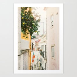 Lemon Tree in Alley of Old Town of Lisbon - Portugal Travel Photography Art Print
