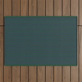 [ Thumbnail: Indigo & Green Colored Pattern of Stripes Outdoor Rug ]