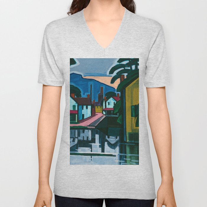 Old Canal Port, 1914 by Oscar Bluemner V Neck T Shirt