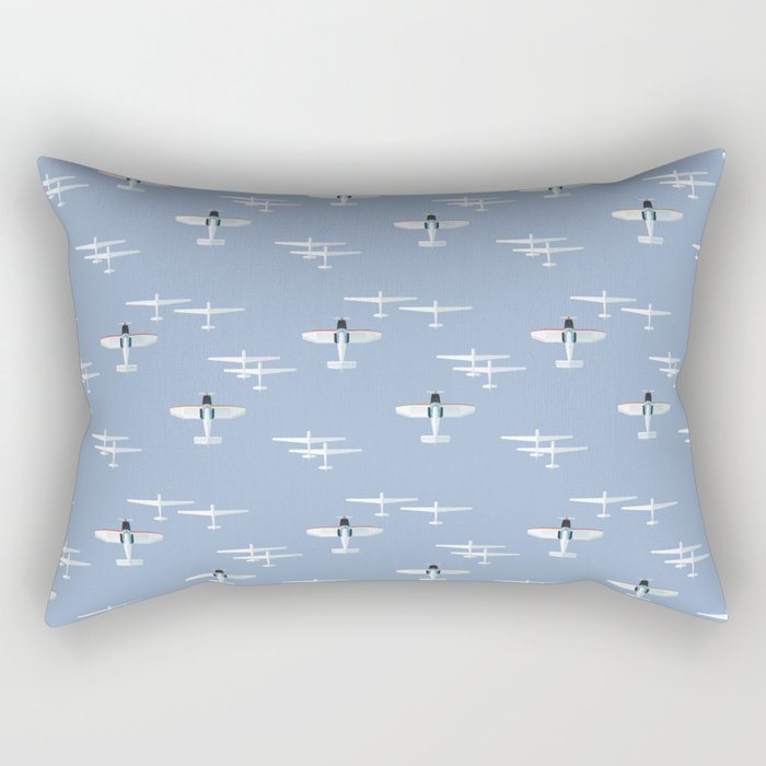 Robin airplanes and gliders fly in the sky. Serene and cute pattern. Rectangular Pillow