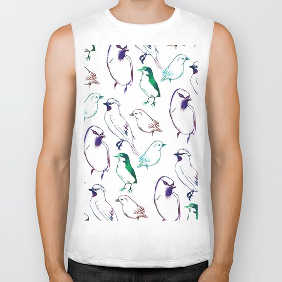Coloured Birds Biker Tank