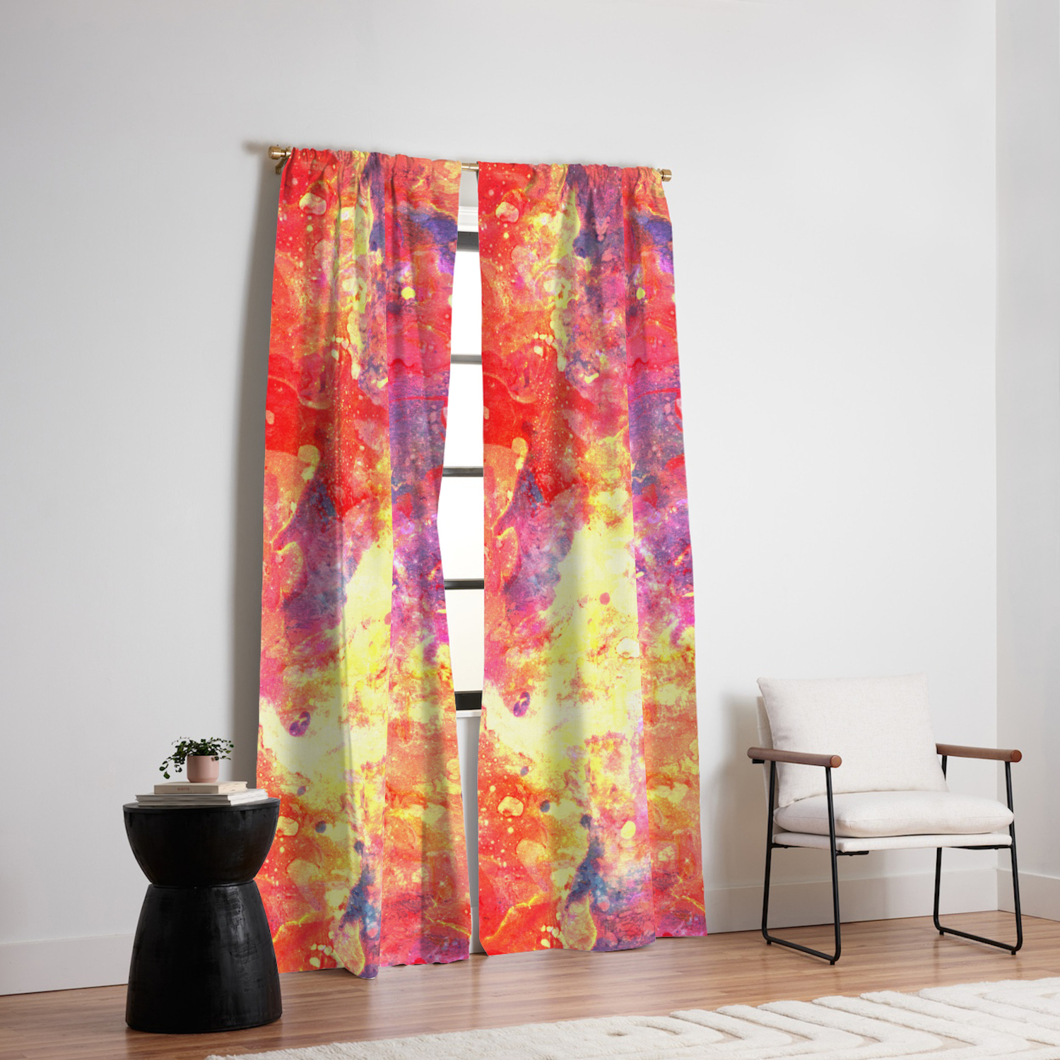 Colorful Watercolor Abstract Background Multicolor Grunge Psychedelic Red Pink Texture Tie Dye Blackout Curtain By Abstract51