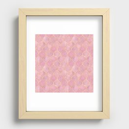 Golden Blush Pink Moroccan Quatrefoil Pattern II Recessed Framed Print