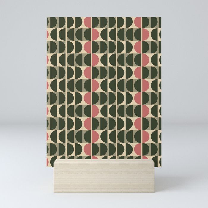 Shapes 18 in Forest and Rose Mini Art Print