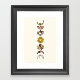 Floral Phases of the Moon Framed Art Print