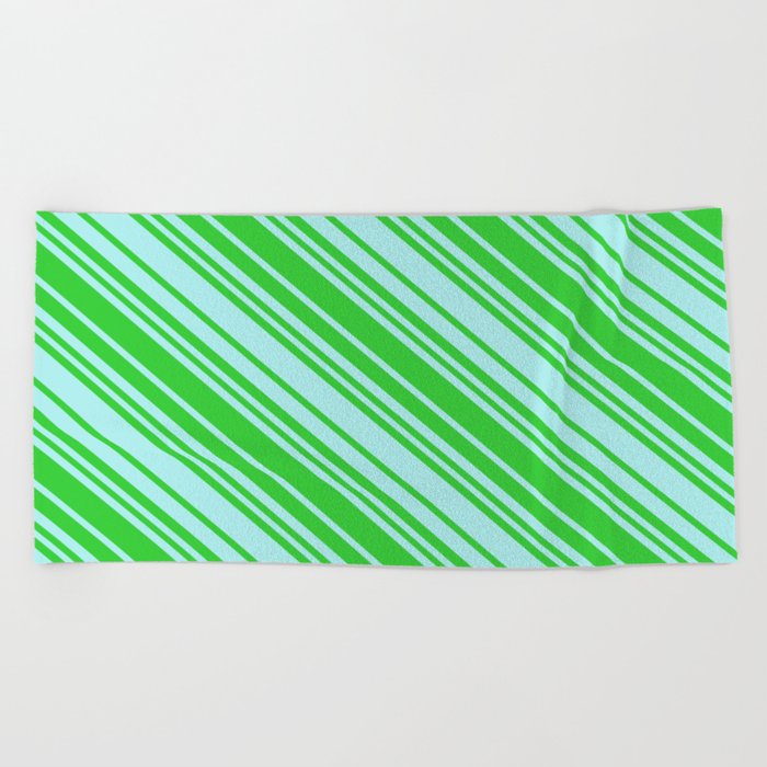Turquoise & Lime Green Colored Pattern of Stripes Beach Towel