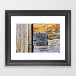Old log cabin wooden wall Framed Art Print