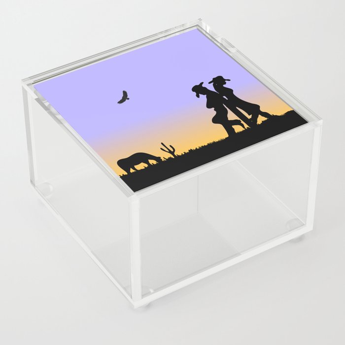Western Cowboy and Cowgirl on the Range Acrylic Box
