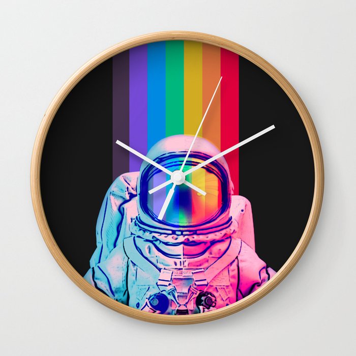 Astronaut on the Rainbow Wall Clock