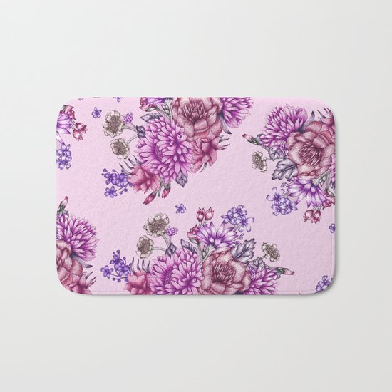 Pink Vintage Florals Bath Mat