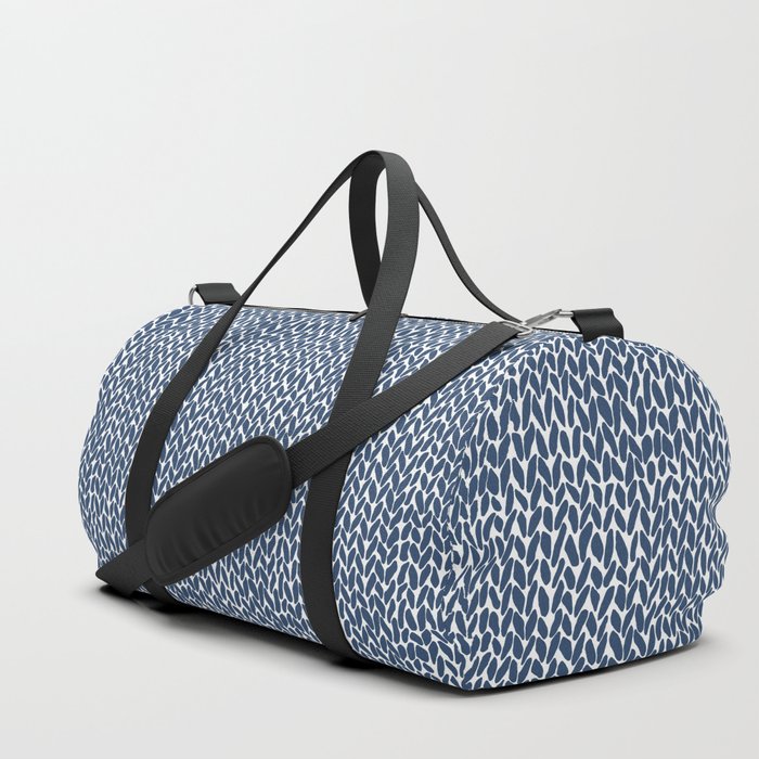Hand Knit Navy Duffle Bag