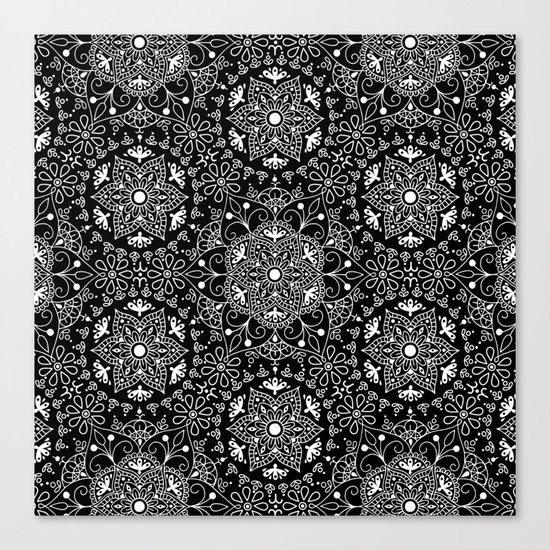 Mandala_Black and White Canvas Print