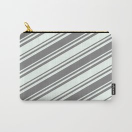 [ Thumbnail: Gray and Mint Cream Colored Lines/Stripes Pattern Carry-All Pouch ]