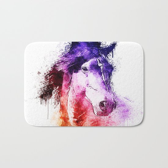 watercolor horse Bath Mat