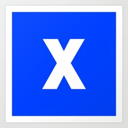 letter X (White & Blue) Art Print