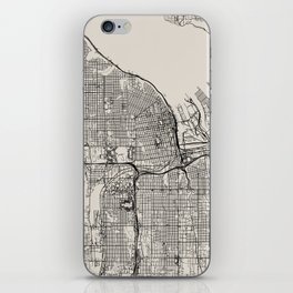 Tacoma, USA - City Map in Black and White - Aesthetic iPhone Skin