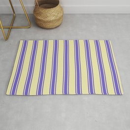 [ Thumbnail: Pale Goldenrod and Slate Blue Colored Striped/Lined Pattern Rug ]
