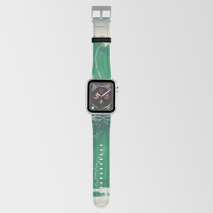 Extreme surfing pipeline wave with mirrored reflection, nazara, california, gulf of mexico, florida keys, hawaii surf landscape painting in emerald green Apple Watch Band