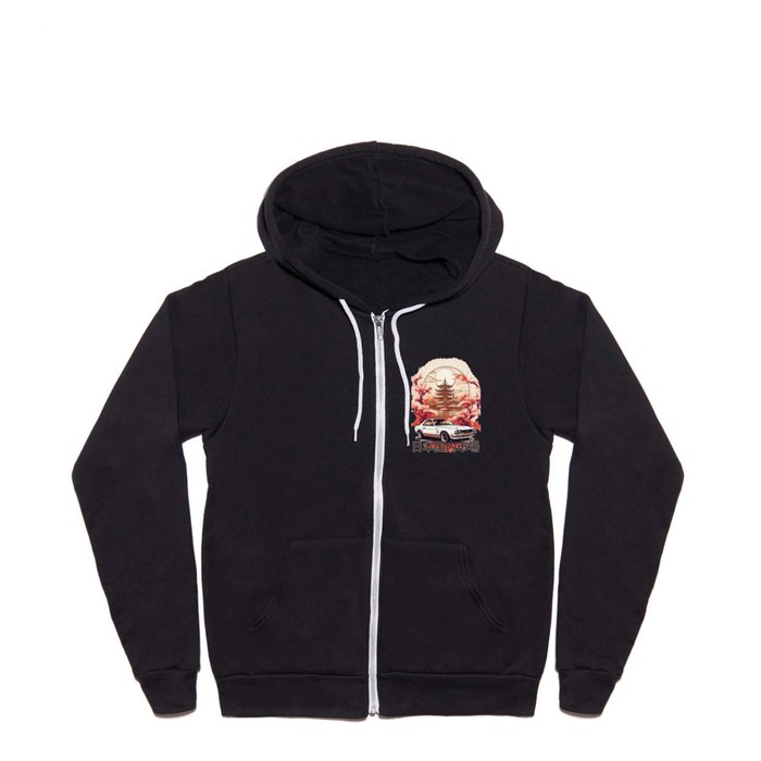 JDM car with Japanese landscape on background Full Zip Hoodie