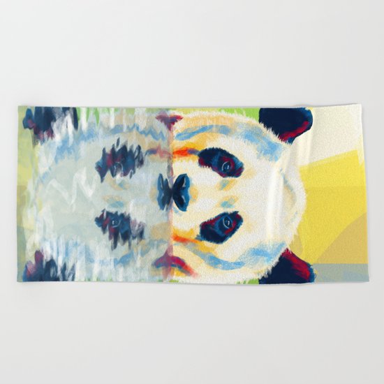 Panda taking a bath Beach Towel