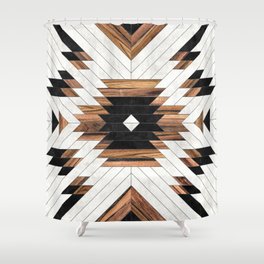 Urban Tribal Pattern No.5 - Aztec - Concrete and Wood Shower Curtain