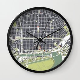 Buenos aires city map engraving Wall Clock