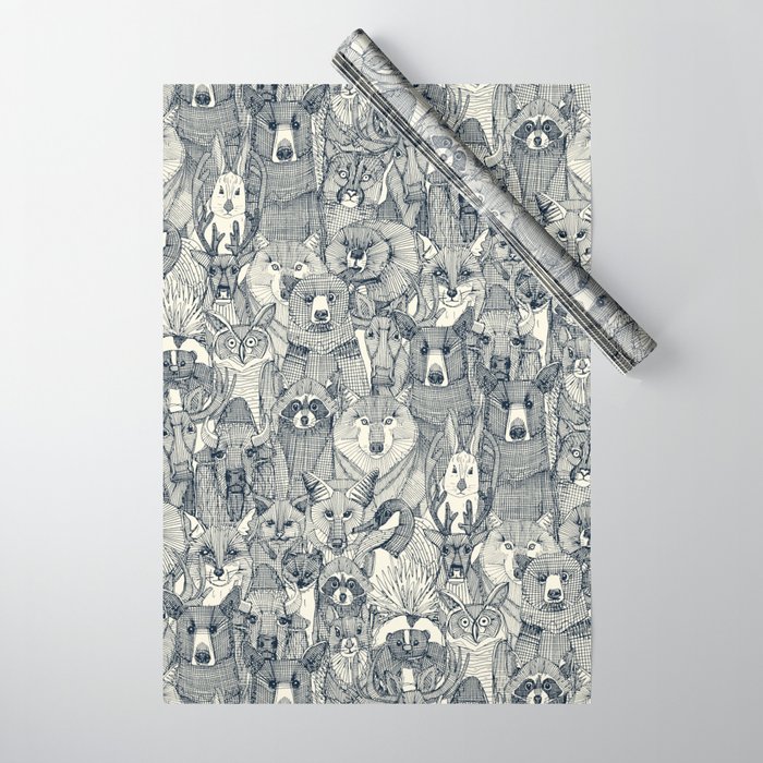 canadian animals indigo pearl Wrapping Paper