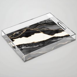 In the Mood Black and Gold Agate Acrylic Tray