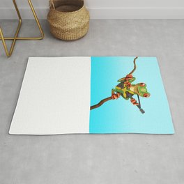 Tree Frog Playing Acoustic Guitar with Flag of Jamaica Rug
