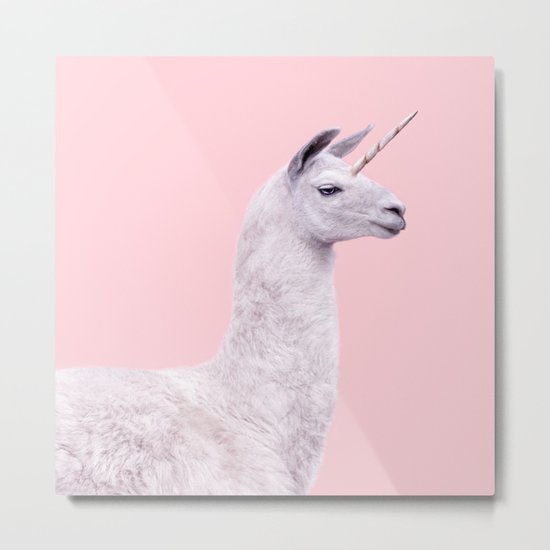 UNICORN LAMA Metal Print