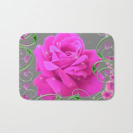 ROMANTIC CERISE PINK ROSE GREY ART RIBBONS Bath Mat | Roses, Gardendecor, Drawing, Abstract, Homedecor, Digital Manipulation, Roseart, Digital, Garden, Acrylic 