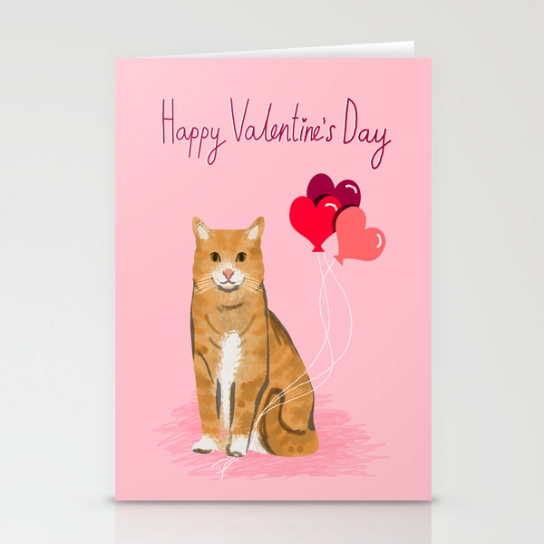 Orange Tabby Ginger Cats Valentines Day Balloons Hearts Cat Breeds Must Have Gifts Valentine S Day Stationery Cards By Catclub