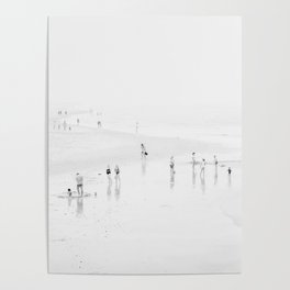 Beach Print - Black and White Beach People - Minimal Beach Decor - Ocean - Sea Travel photography Poster