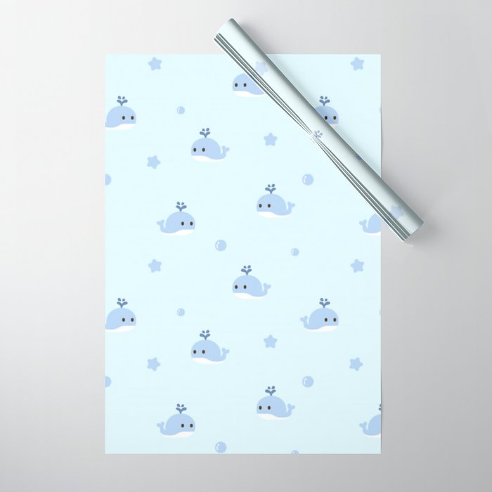 Cute Cartoon Blue Whale Pattern Wrapping Paper