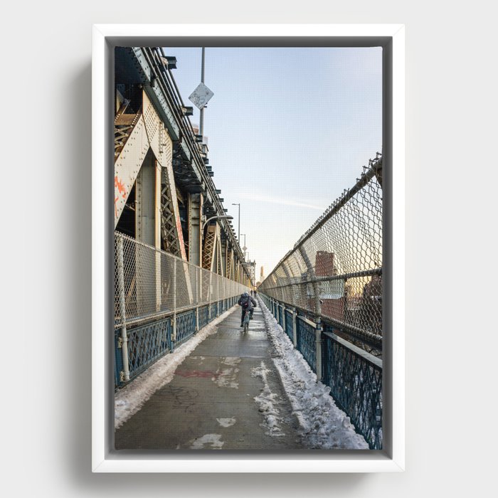 Biking on the Bridge | New York City Framed Canvas